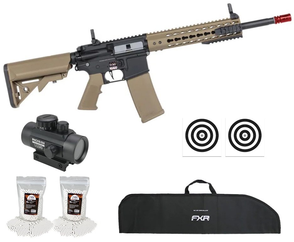 Rifle de Airsoft AEG SA-F02 Gen2 Half Tan FLEX HAL ETU - Specna Arms + Capa + BBS + Alvos + Red Dot