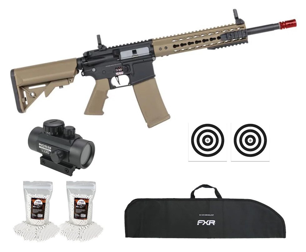 Rifle de Airsoft AEG SA-F02 Gen2 Half Tan FLEX HAL ETU - Specna Arms + Capa + BBS + Alvos + Red Dot