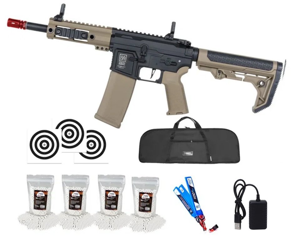 Rifle de Airsoft AEG SA-F04 Half Tan FLEX HAL ETU Gen 2 - Specna Arms + Capa + BBS + Alvos
