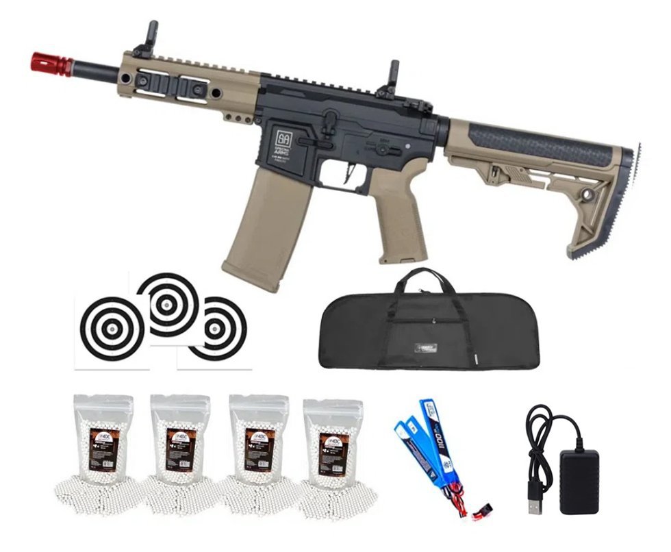 Rifle de Airsoft AEG SA-F04 Half Tan FLEX HAL ETU Gen 2 - Specna Arms + Capa + BBS + Alvos