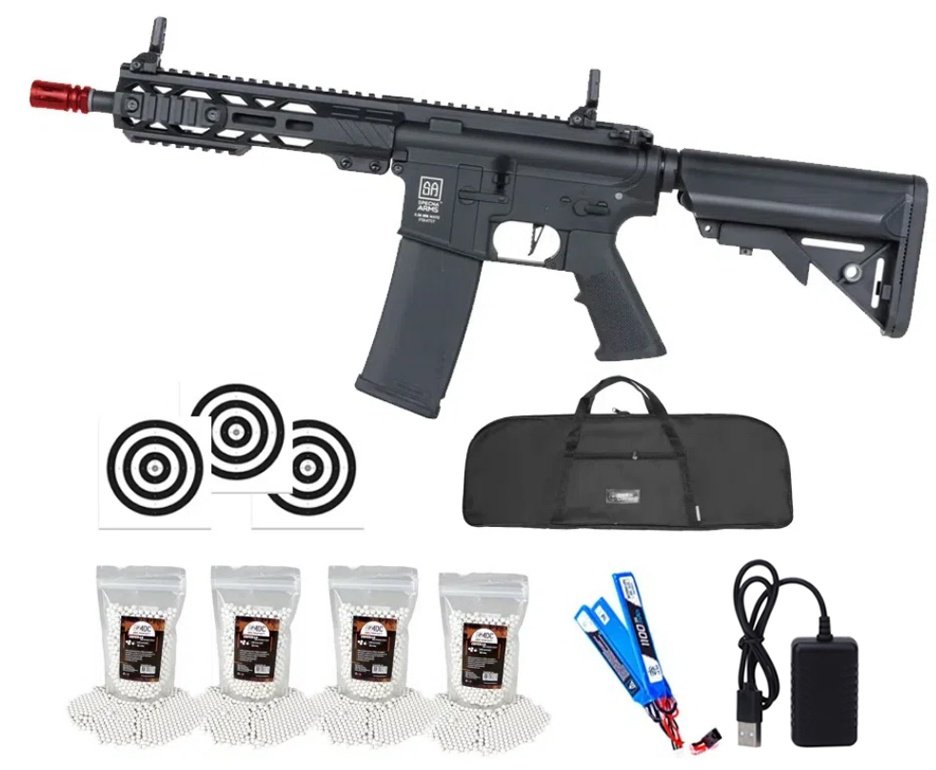 Rifle de Airsoft AEG SA-F08 Black FLEX HAL ETU Gen 2 - Specna Arms + Capa + BBS + Alvos