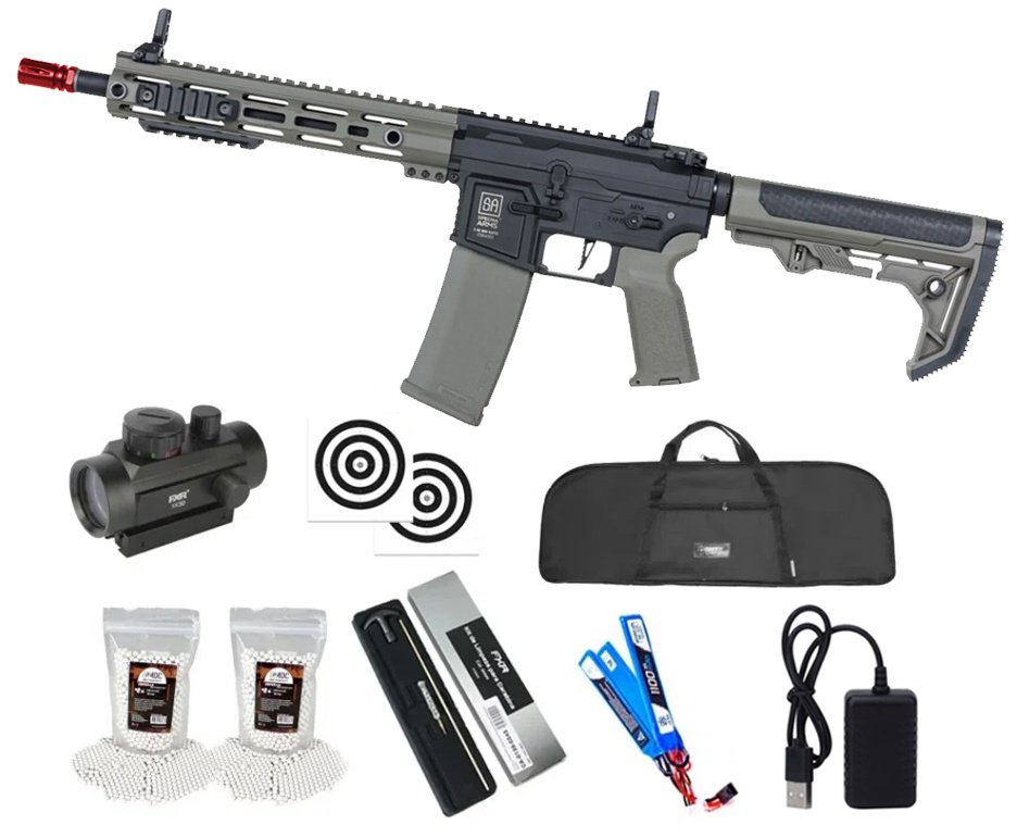 Rifle de Airsoft AEG SA-F08 Olive FLEX HAL ETU Gen 2 - Specna Arms + Capa + BBS + Alvos + Red Dot + Kit de Limpeza