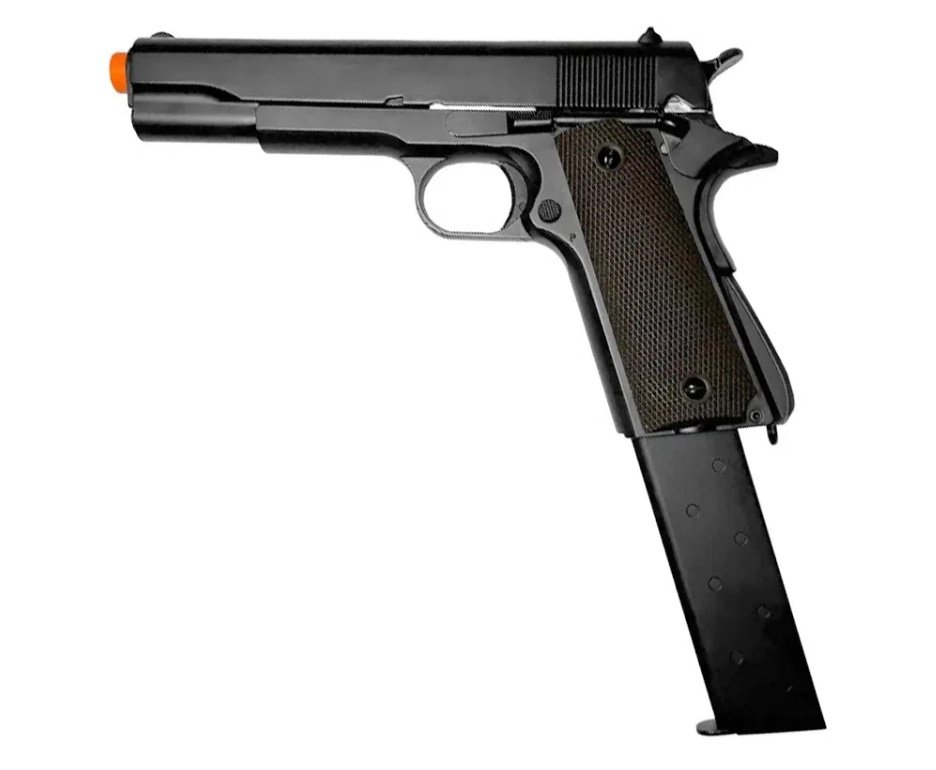 Pistola de Airsoft GBB 1911 Blowback Double Bell 723 6mm - FXR Armas + GBB + BBS + Alvos + Óleo de Silicone + Kamuff + Kit de Limpeza