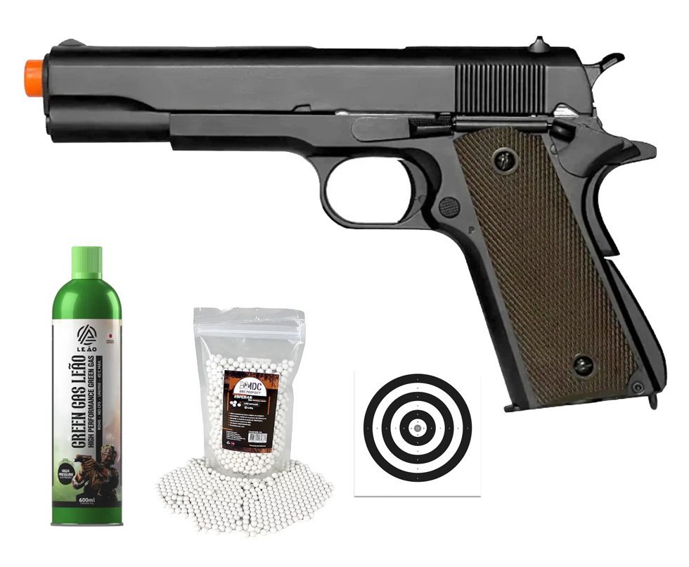 Pistola de Airsoft GBB 1911 Blowback Double Bell 723 6mm - FXR Armas + GBB + BBS + Alvos
