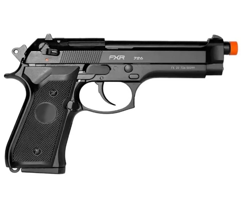 Pistola de Airsoft GBB M92 Blowback Double Bell 726 6mm - FXR Armas + GBB + BBS + Alvos + Óleo de Silicone + Kamuff + Kit de Limpeza