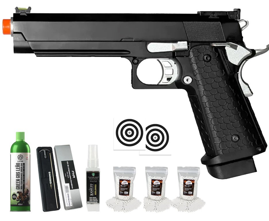 Pistola de Airsoft GBB 1911 Hi-Capa Custom Double Bell 79B 6mm - FXR Armas + GBB + BBS + Alvos + Kamuff + Kit de Limpeza