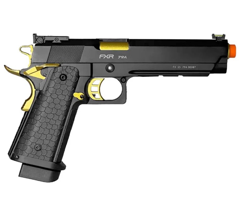 Pistola de Airsoft GBB 1911 Hi-Capa Double Bell 79A 6mm - FXR Armas + GBB + BBS + Alvos + Óleo de Silicone + Kamuff + Laser + Kit de Limpeza