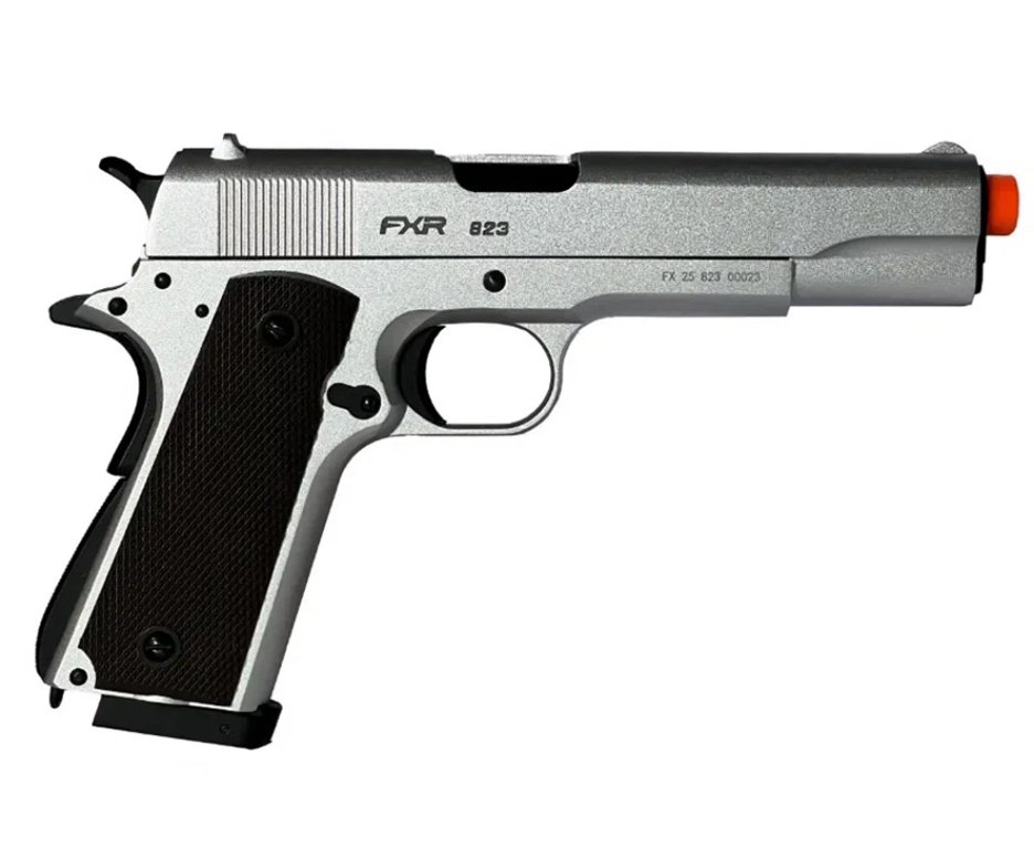 Pistola de Airsoft CO2 1911 Silver Blowback Double Bell 823 6mm - FXR Armas + BBS + Co2 + Alvos