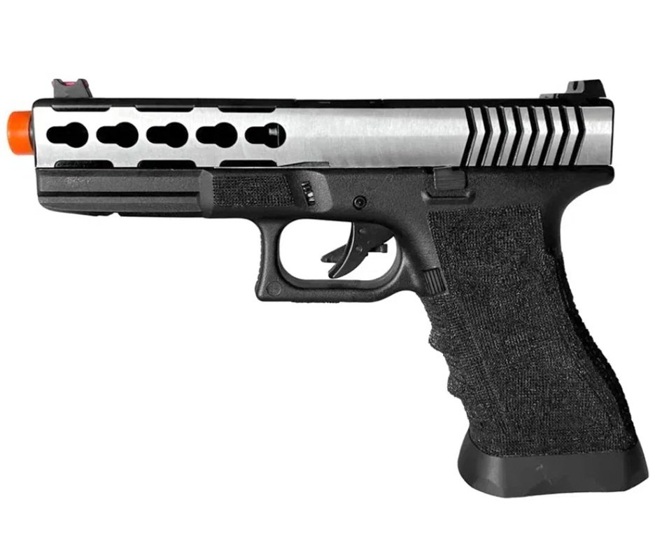 Pistola de Airsoft GBB Glock G17 Custom Double Bell 17/74L 6mm - FXR Armas + GBB + BBS + Alvos + Óleo de Silicone + Kamuff + Laser + Kit de Limpeza