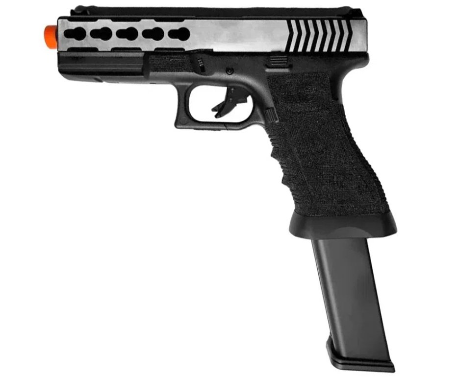 Pistola de Airsoft GBB Glock G17 Custom Double Bell 17/74L 6mm - FXR Armas + GBB + BBS + Alvos + Óleo de Silicone + Kamuff + Laser + Kit de Limpeza