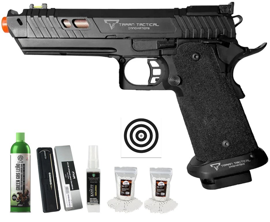 Pistola de Airsoft GBB 1911 Taran Tactical Full Metal Double Bell 30A JW4 6mm - FRX Armas + GBB + BBS + Alvos + Kamuff + Kit de Limpeza