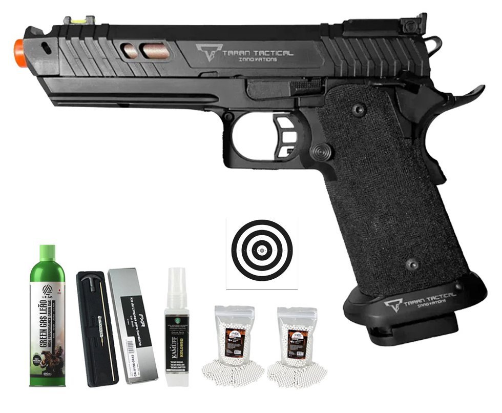 Pistola de Airsoft GBB 1911 Taran Tactical Full Metal Double Bell 30A JW4 6mm - FRX Armas + GBB + BBS + Alvos + Kamuff + Kit de Limpeza