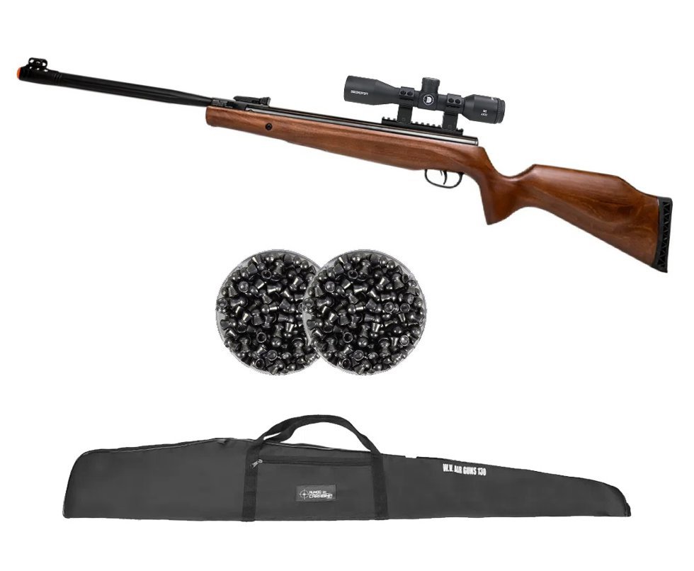 Carabina de Pressão Beeman Viper Extreme Madeira 6.35mm Gás Ram Nitro 80kg - Rossi + Capa + Luneta 4x32 + Chumbo