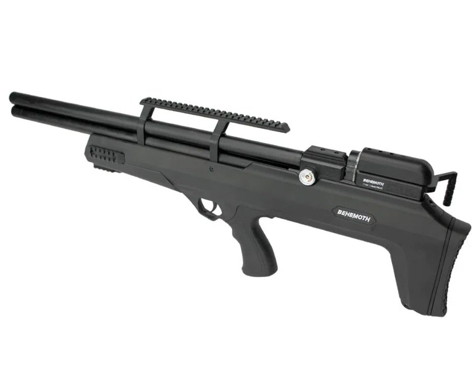 Carabina de Pressão PCP Nova Vista Bullpup Behemoth PS-R2-S Black 5.5mm com reguladora + Case/Capa Militari + Bomba + Chumbo + Alvos + Kit de Limpeza