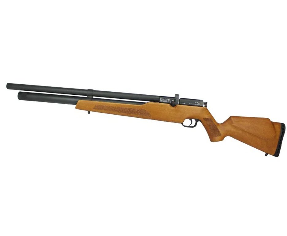 Carabina De Pressão PCP Alpha WOOD 5,5mm com válvula reguladora Nova Vista + Case + Bomba + Alvos + Chumbo + Kit de Limpeza + Desengripante / Anticorrosivo