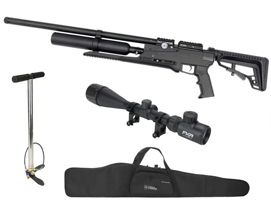 Carabina PCP Nova Vista Avenge-X X1 BT 5,5mm Preta 360cc - Nova vista + Bomba + Capa + Luneta 4-16x50