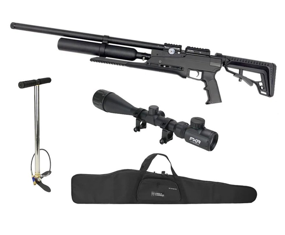 Carabina PCP Nova Vista Avenge-X X1 BT 5,5mm Preta 360cc - Nova vista + Bomba + Capa + Luneta 4-16x50