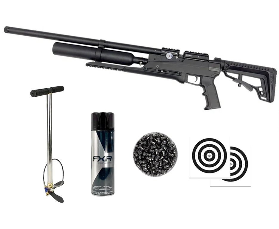 Carabina PCP Nova Vista Avenge-X X1 BT 5,5mm Preta 360cc - Nova vista + Bomba + Chumbo + Alvos + Desengripante / Anticorrosivo