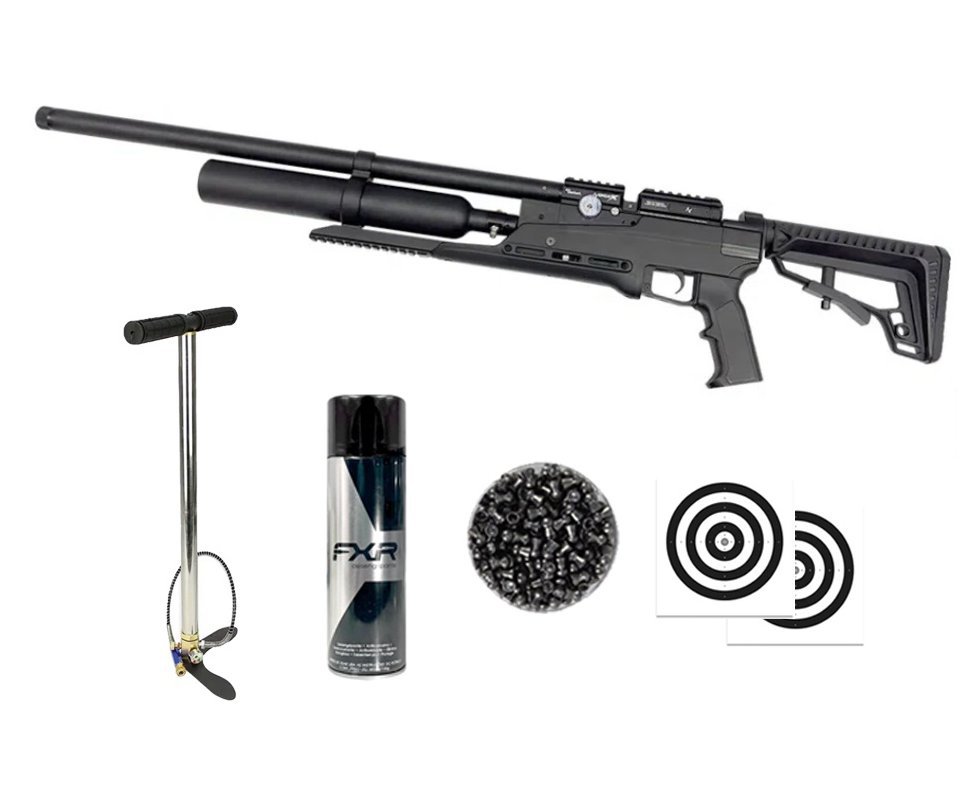 Carabina PCP Nova Vista Avenge-X X1 BT 5,5mm Preta 360cc - Nova vista + Bomba + Chumbo + Alvos + Desengripante / Anticorrosivo