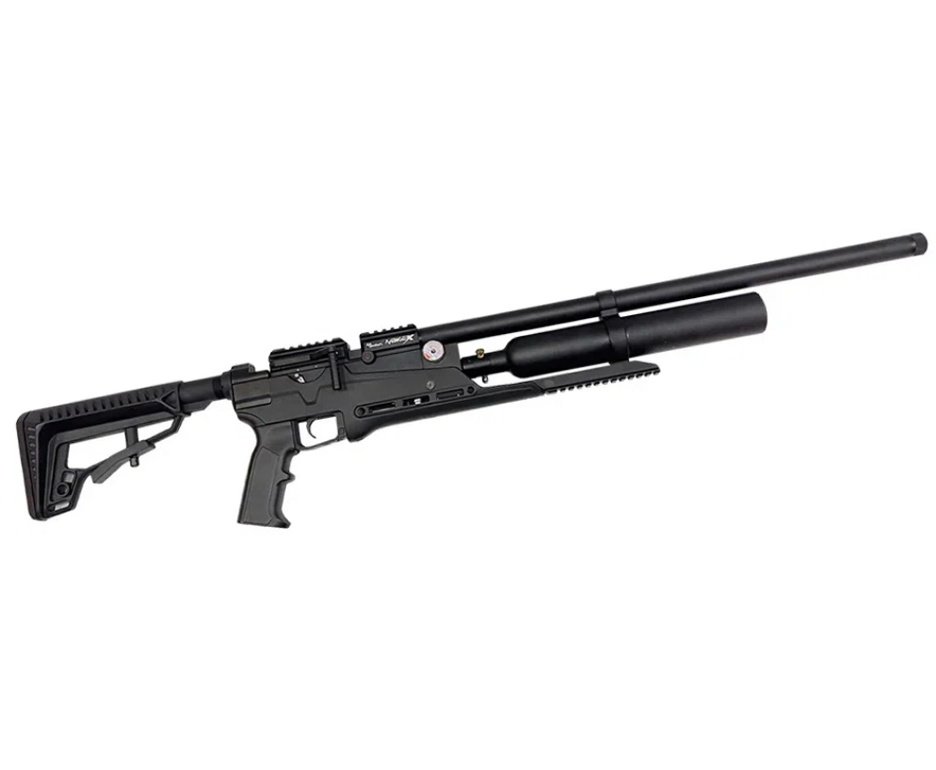 Carabina PCP Nova Vista Avenge-X X1 BT 5,5mm Preta 360cc - Nova vista + Bomba + Case + Luneta 4-16x50 + Chumbo + Alvos + Kit de Limpeza + Desengripante / Anticorrosivo