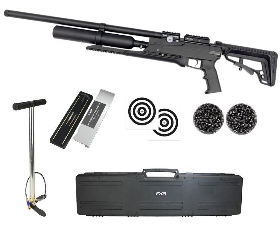 Carabina PCP Nova Vista Avenge-X X1 BT 5,5mm Preta 360cc - Nova vista + Bomba + Case + Chumbo + Alvos + Kit de Limpeza