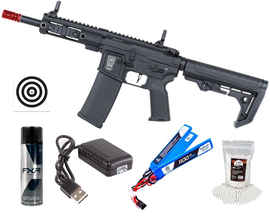 Rifle de Airsoft AEG SA-F04 Black FLEX HAL ETU Gen 2 - Specna Arms + Alvos + Desengripante / Anticorrosivo