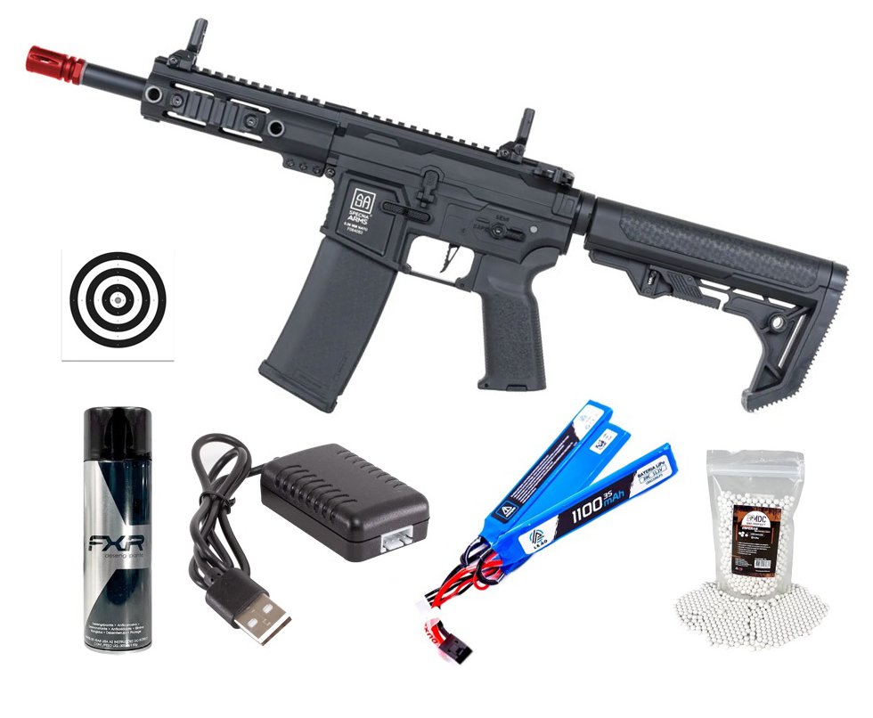 Rifle de Airsoft AEG SA-F04 Black FLEX HAL ETU Gen 2 - Specna Arms + Alvos + Desengripante / Anticorrosivo