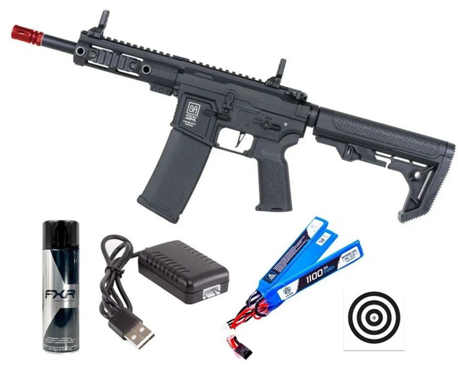 Rifle de Airsoft AEG SA-F04 Black FLEX HAL ETU Gen 2 - Specna Arms + Alvos + Desengripante / Anticorrosivo