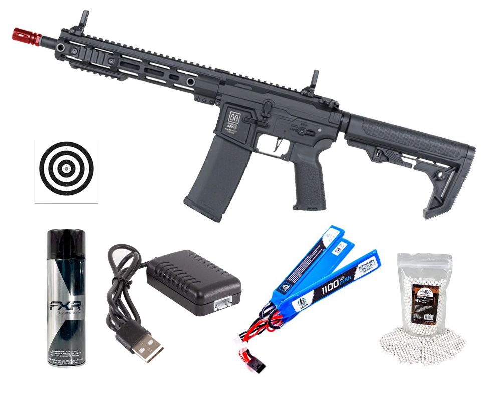 Rifle de Airsoft SA-F05 Black FLEX HAL ETU Gen 2 - Specna Arms + Alvos + Desengripante / Anticorrosivo