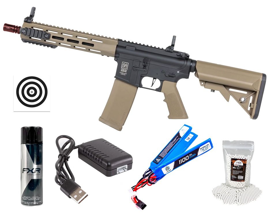 Rifle de Airsoft AEG SA-F03 Gen 2 Half Tan FLEX HAL ETU - Specna Arms + Alvos + Desengripante / Anticorrosivo