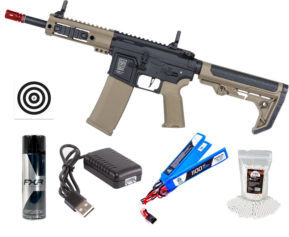 Rifle de Airsoft AEG SA-F04 Half Tan FLEX HAL ETU Gen 2 - Specna Arms + Alvos + Desengripante / Anticorrosivo