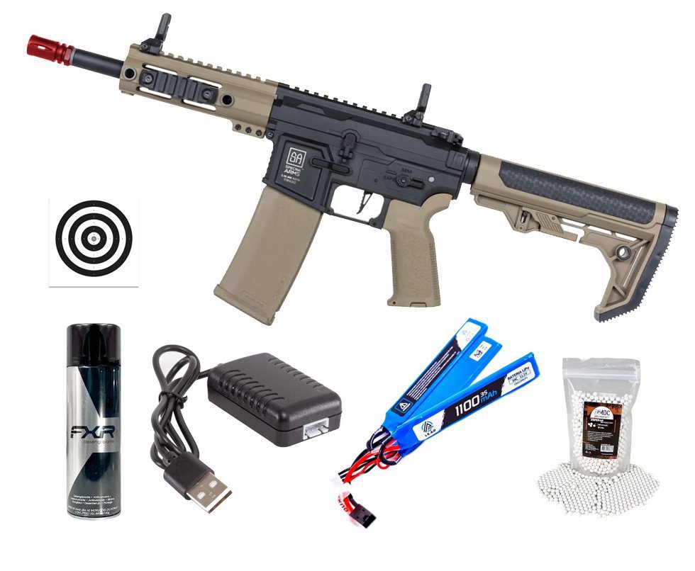 Rifle de Airsoft AEG SA-F04 Half Tan FLEX HAL ETU Gen 2 - Specna Arms + Alvos + Desengripante / Anticorrosivo