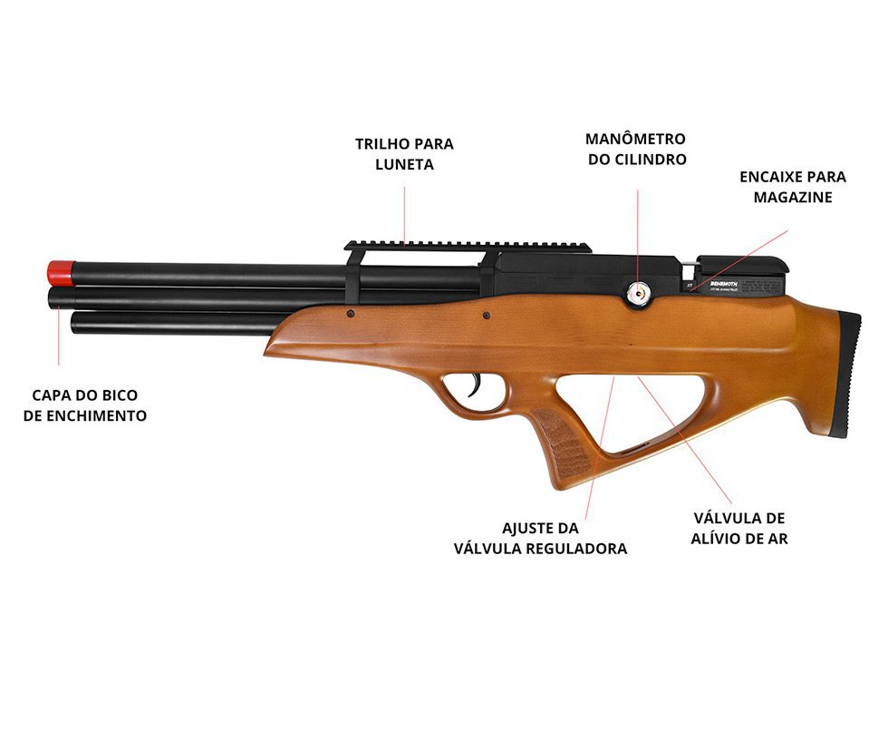 Carabina de Pressão PCP Nova Vista Bullpup Behemoth PS-R3-SF 5,5mm Wood