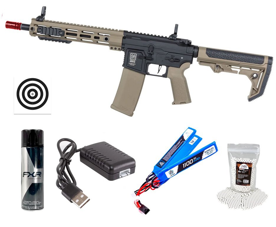 Rifle de Airsoft AEG SA-F05 Half Tan FLEX HAL ETU Gen 2 - Specna Arms + Alvos + Desengripante / Anticorrosivo