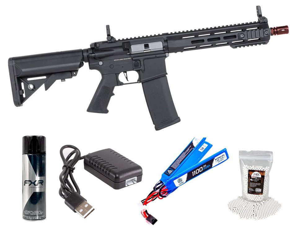 Rifle de Airsoft AEG SA-F03 Gen 2 Black FLEX HAL ETU - Specna Arms + Alvos + Desengripante / Anticorrosivo