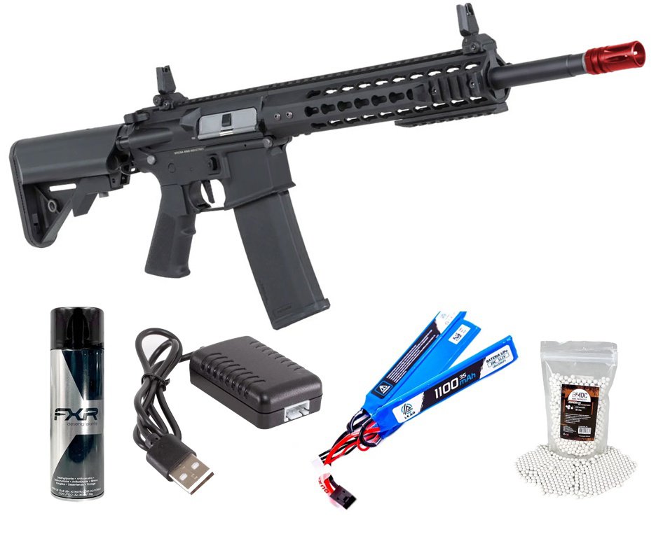 Rifle de Airsoft AEG SA-F02 Gen 2 Black FLEX HAL ETU - Specna Arms + Alvos + Desengripante / Anticorrosivo