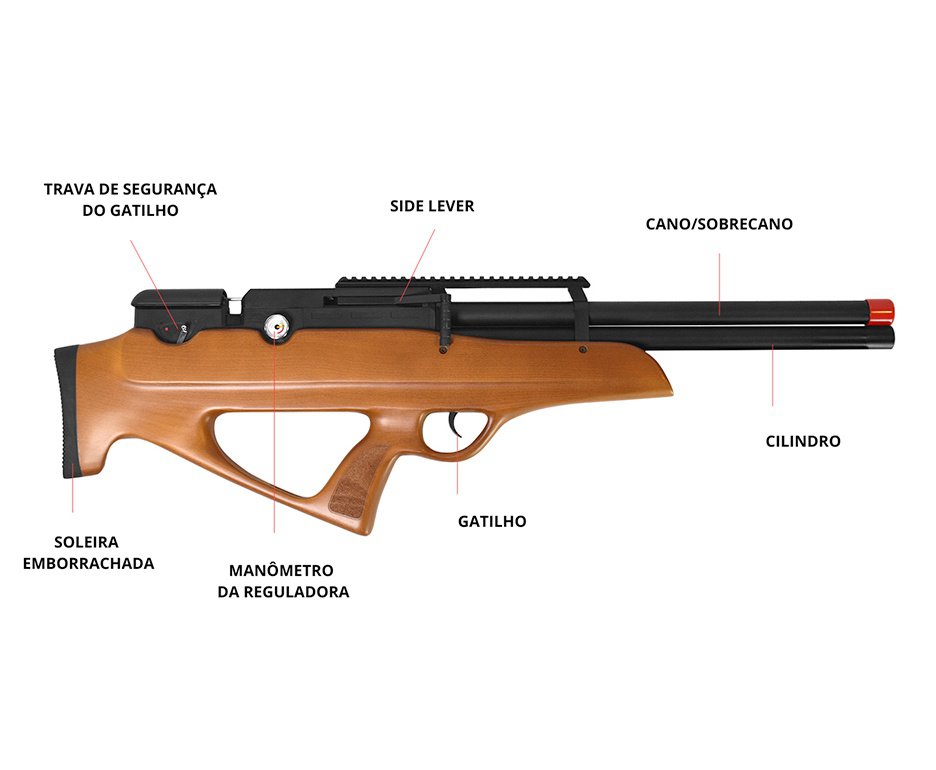 Carabina de Pressão PCP Nova Vista Bullpup Behemoth PS-R2-S 5,5 mm Wood