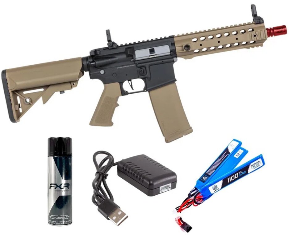 Rifle de Airsoft AEG SA-F01 Gen 2 Half Tan FLEX HAL ETU - Specna Arms + Alvos + Desengripante / Anticorrosivo