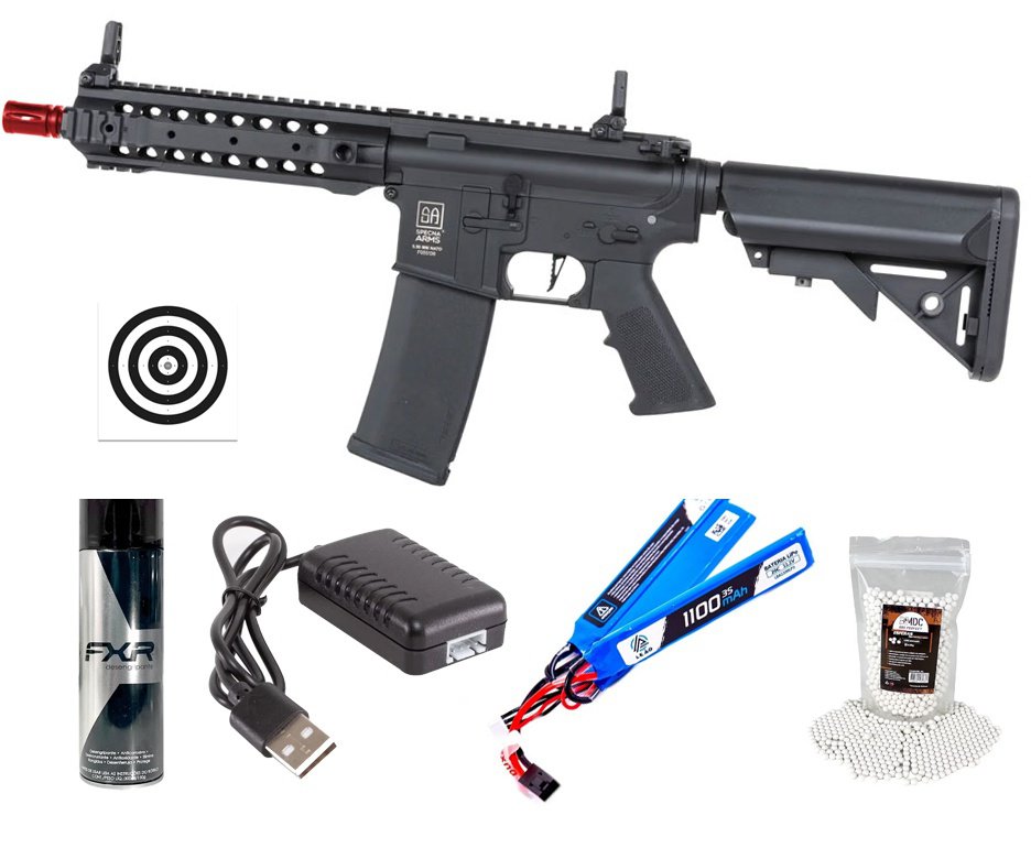 Rifle de Airsoft AEG SA-F01 Gen 2 Black FLEX HAL ETU - Specna Arms + Alvos + Desengripante / Anticorrosivo