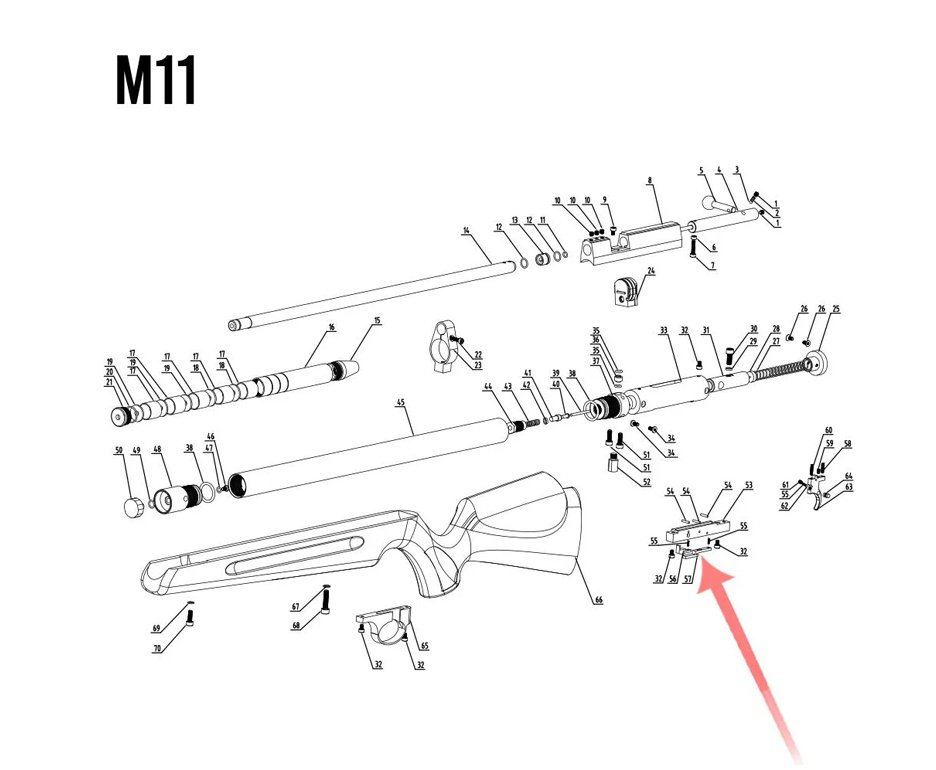 Pino Suporte do Gatilho para Carabinas PCP Artemis M11 e M22