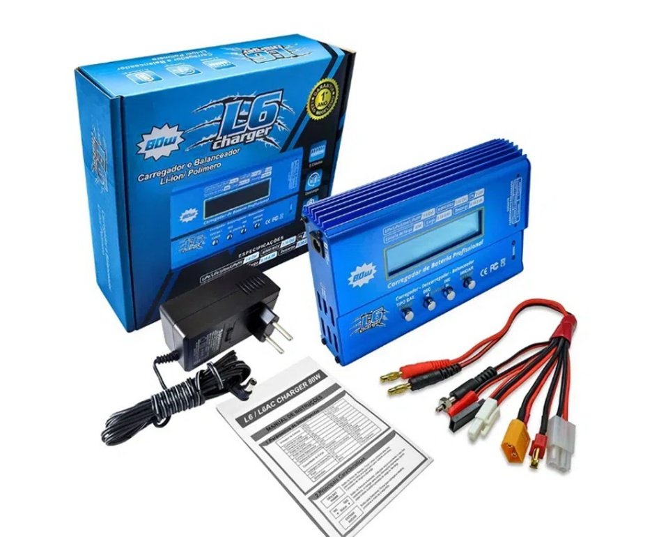 Bateria Lipo Ultra 11.1V/3S(1pack) 1100mAH 20C/40C Dean Airsoft - Leão Modelismo + Carregador/Balanceador de Bateria L6 LIPO NIMH LIFE PB Li-ion