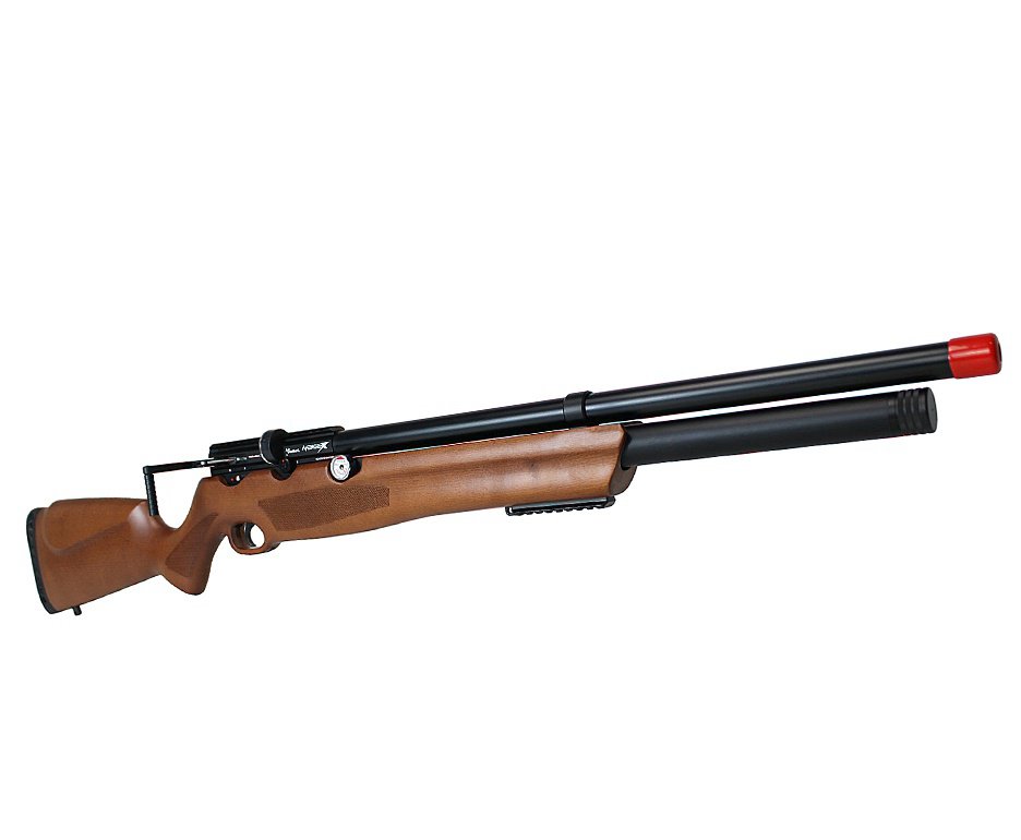 Carabina de Pressão PCP Nova Vista Avenge-X X1 AW 5,5mm Wood Montecarlo + Bomba + Capa + Chumbo + Alvos + Luneta 4-16x50 + Bipé + Kit de Limpeza + Desengripante / Anticorrosivo