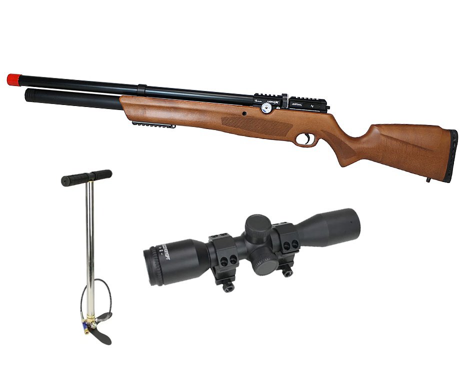 Carabina de Pressão PCP Nova Vista Avenge-X X1 AW 5,5mm Wood Montecarlo + Bomba + Luneta 4x32