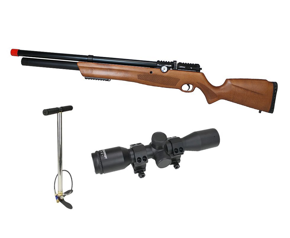 Carabina de Pressão PCP Nova Vista Avenge-X X1 AW 5,5mm Wood Montecarlo + Bomba + Luneta 4x32