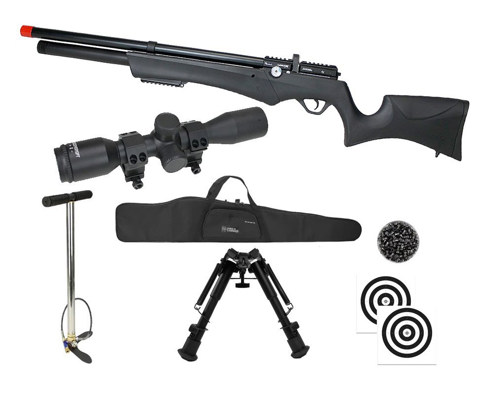 Carabina PCP Avenge-X X1 AS 5,5mm Montecarlo - Nova Vista + Bomba + Capa + Chumbo + Alvos + Luneta 4x32 + Bipé