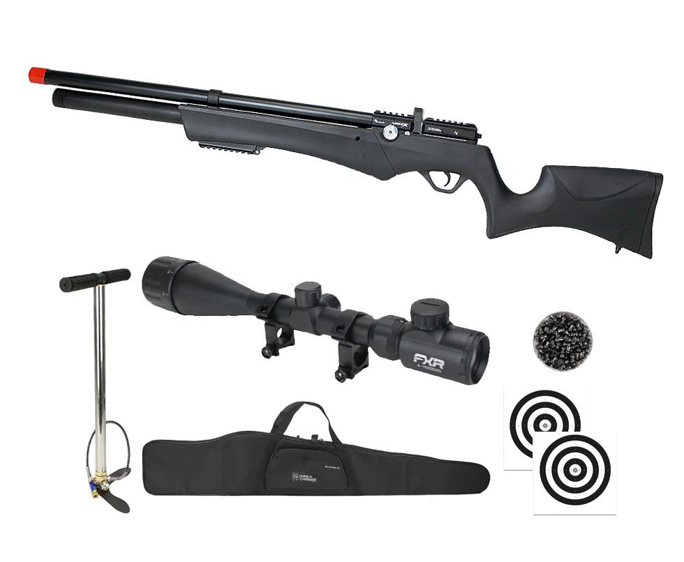 Carabina PCP Avenge-X X1 AS 5,5mm Montecarlo - Nova Vista + Bomba + Capa + Chumbo + Alvos + Luneta 4-16x50 + Bipé