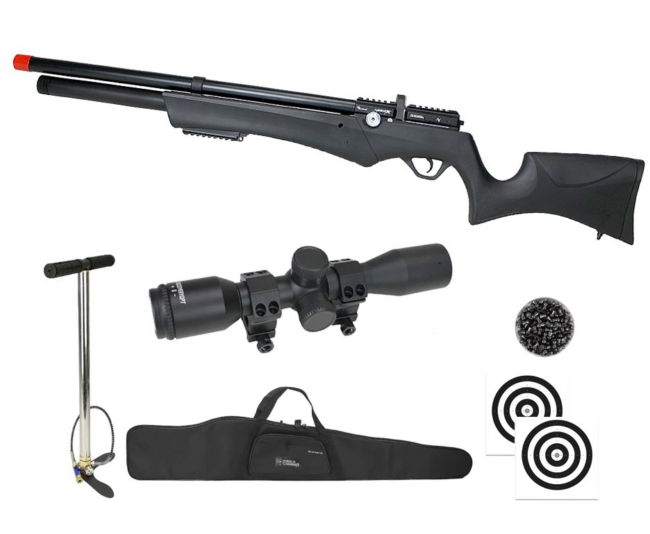 Carabina PCP Avenge-X X1 AS 5,5mm Montecarlo - Nova Vista + Bomba + Capa + Chumbo + Alvos + Luneta 4x32