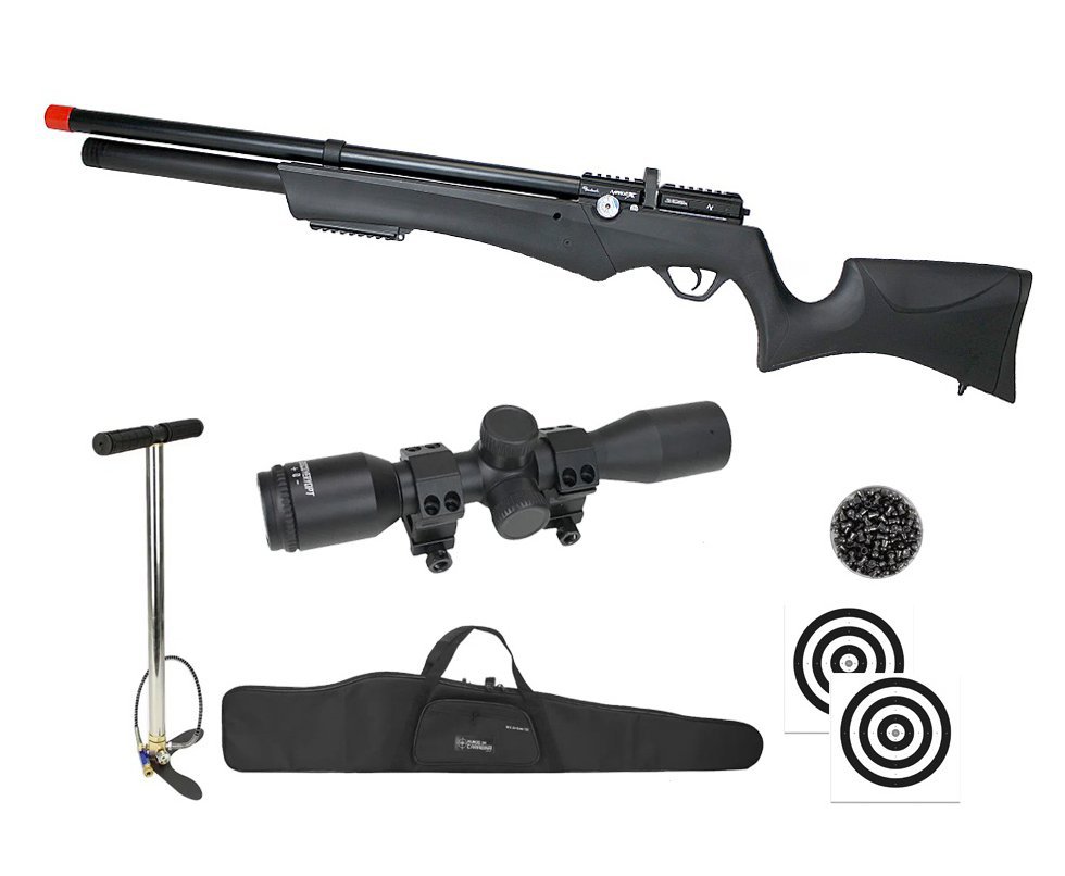 Carabina PCP Avenge-X X1 AS 5,5mm Montecarlo - Nova Vista + Bomba + Capa + Chumbo + Alvos + Luneta 4x32