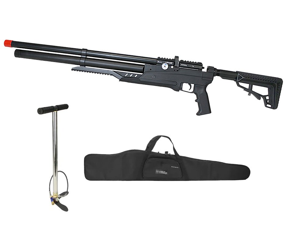 Carabina PCP Nova Vista Avenge-X X1 AT 5,5mm táctica Preta + Bomba + Capa