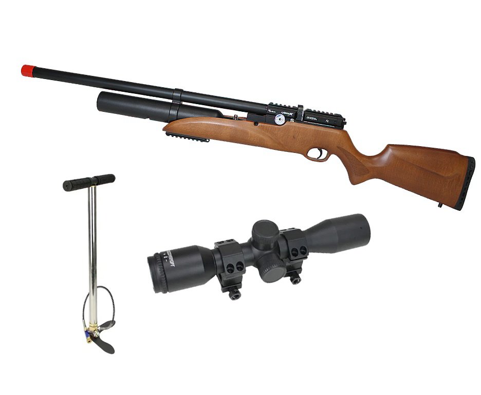 Carabina de Pressão PCP Nova Vista Avenge-X X1 BW 5,5mm Wood + Bomba + Luneta 4x32